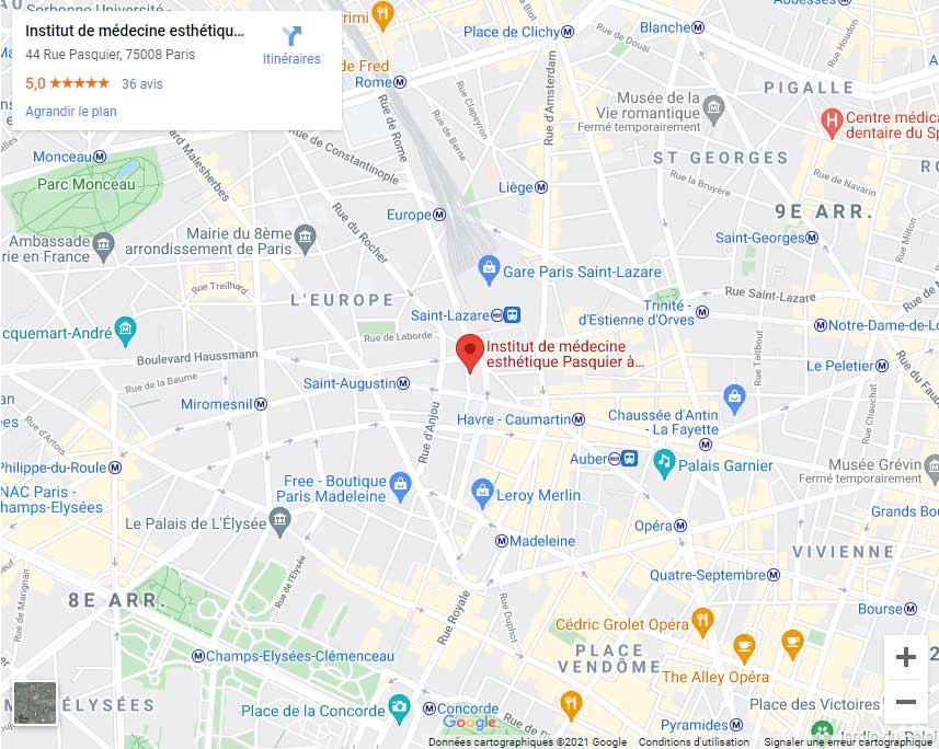 Plan d'accès de l'Institut Pasquier à Paris